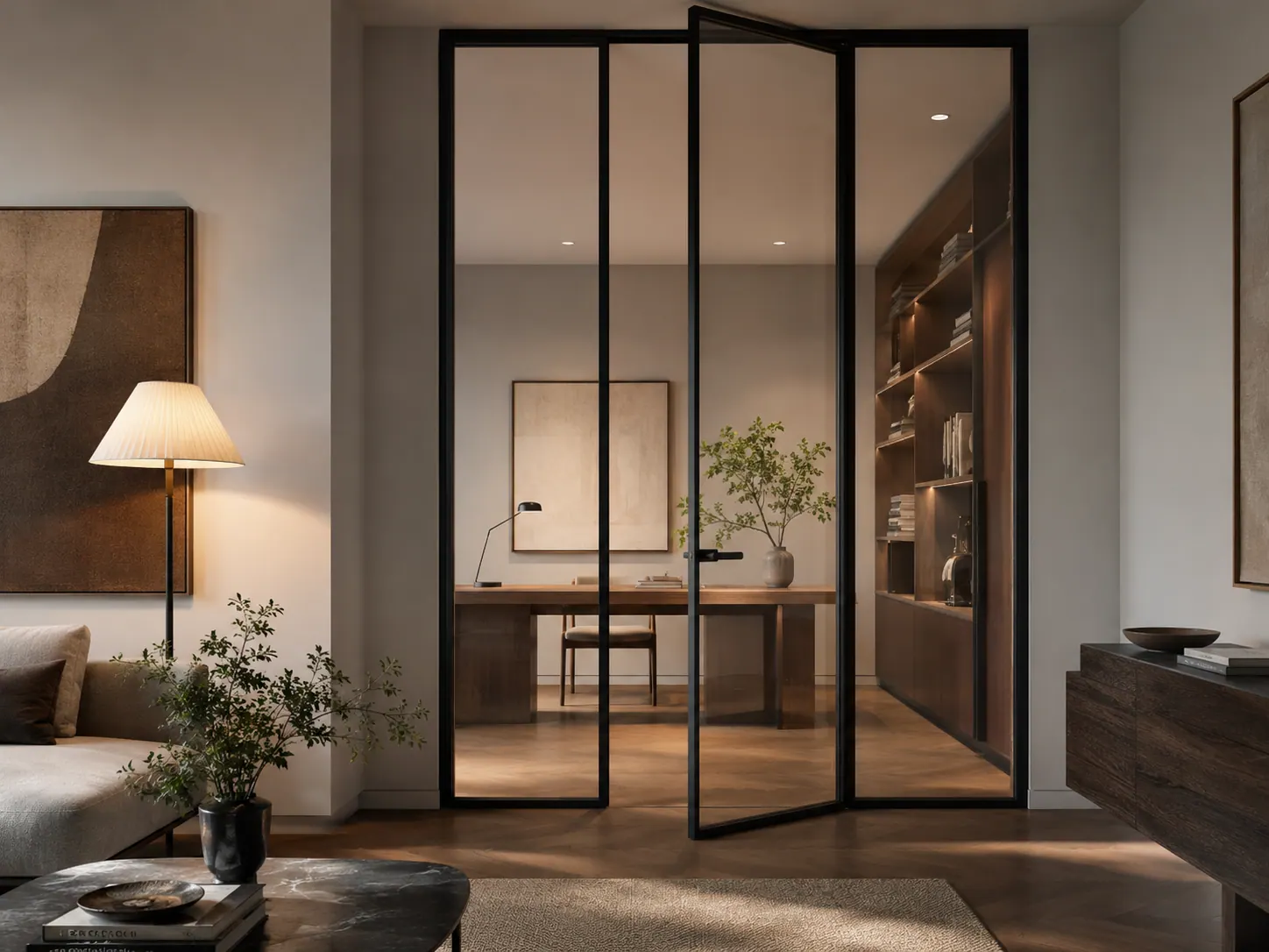 Glazed aluminum interior door