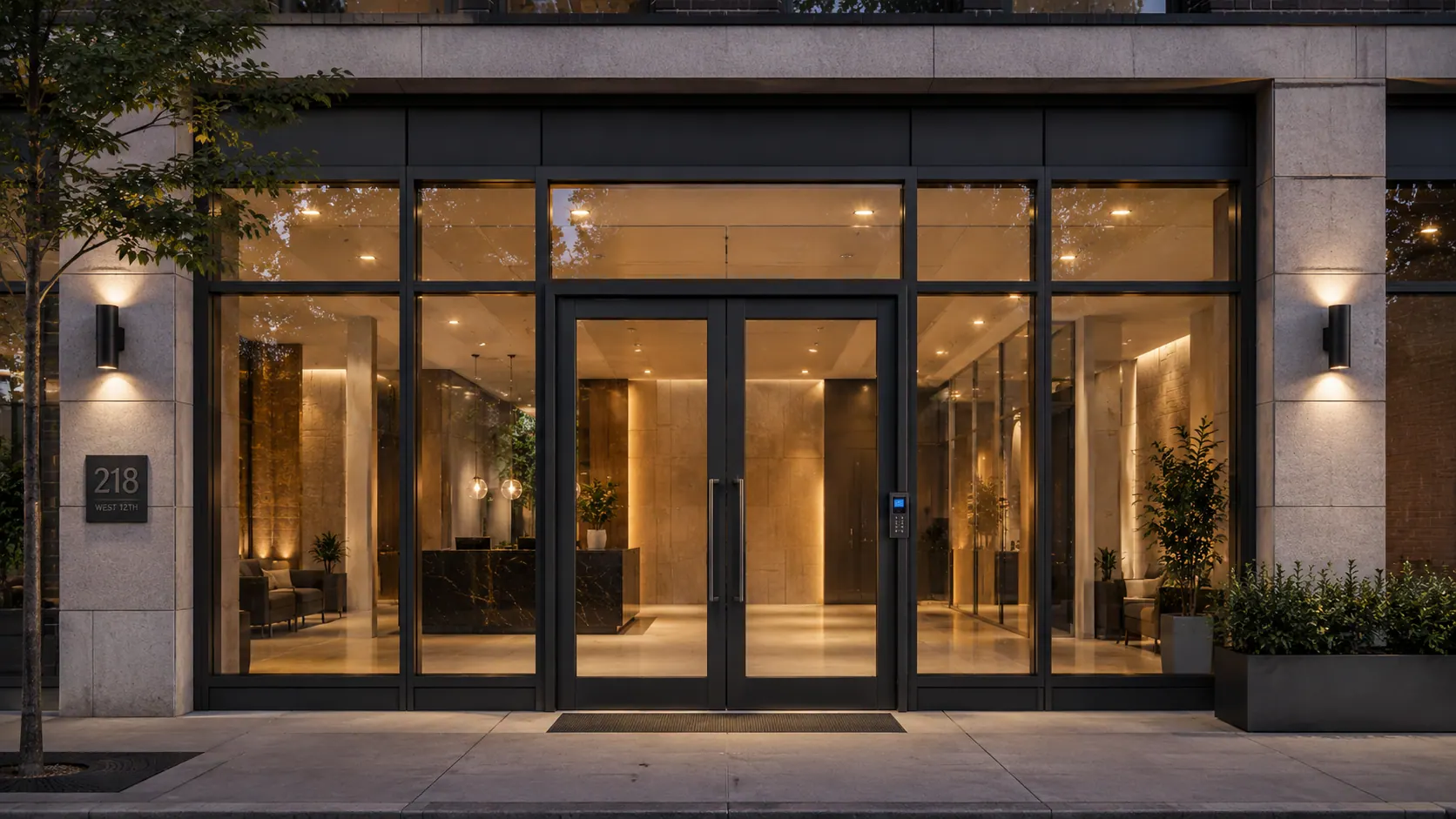 Commercial aluminum lobby entrance