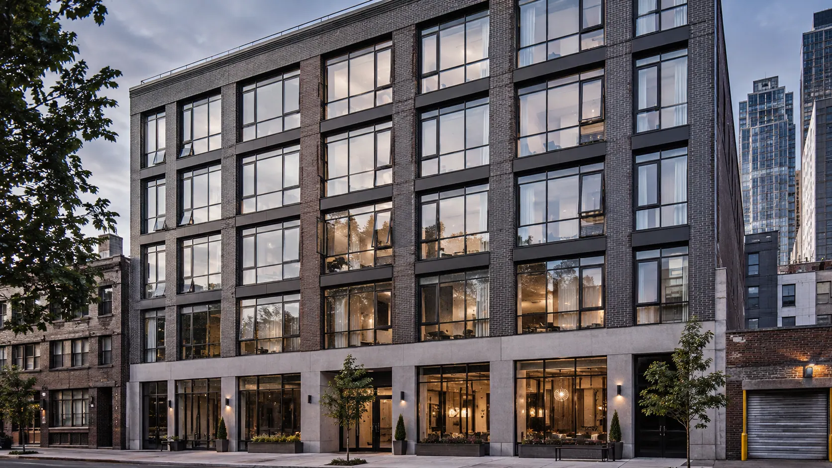 Multi-family elevation with aluminum windows