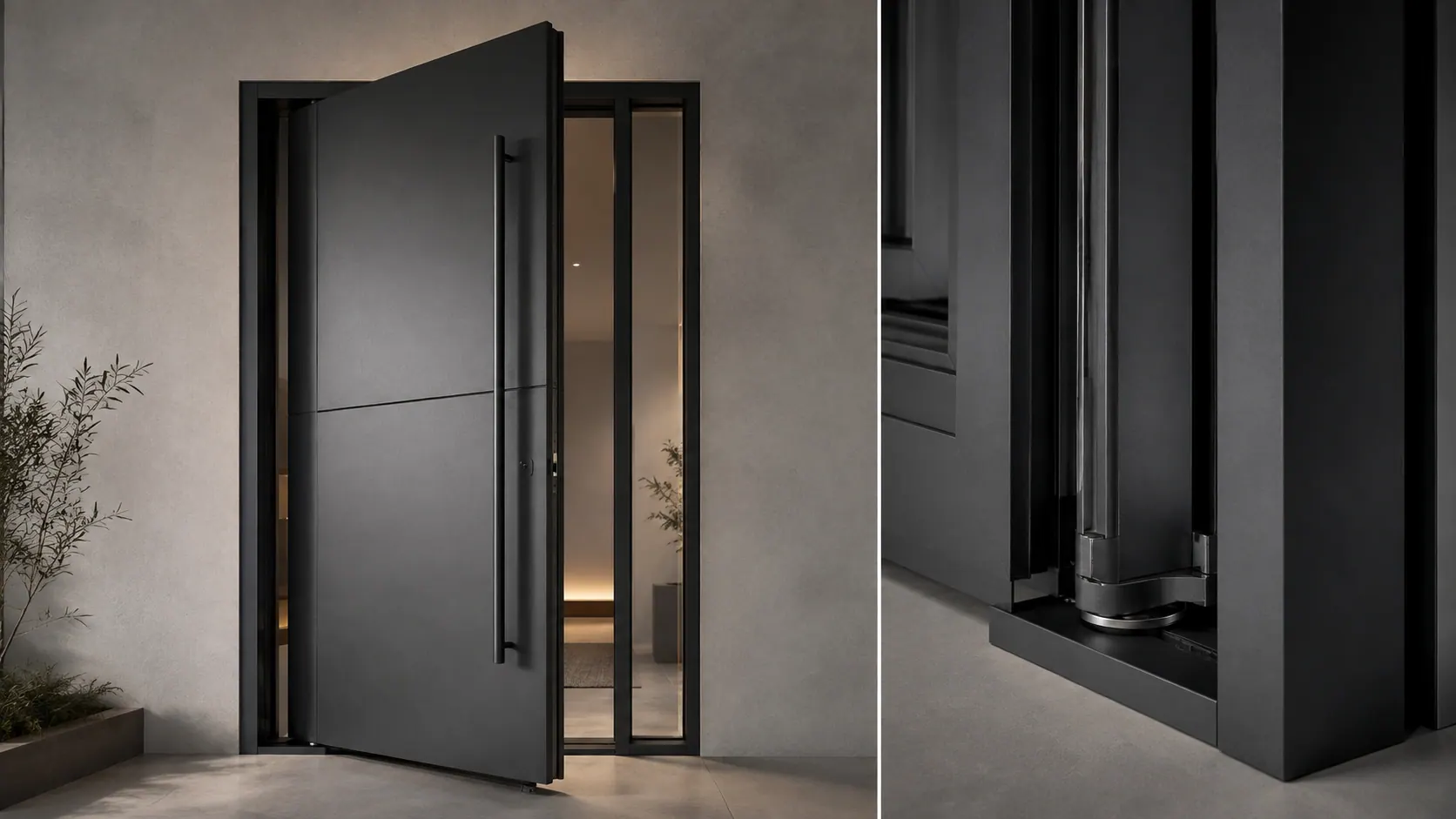Aluminum pivot entry door