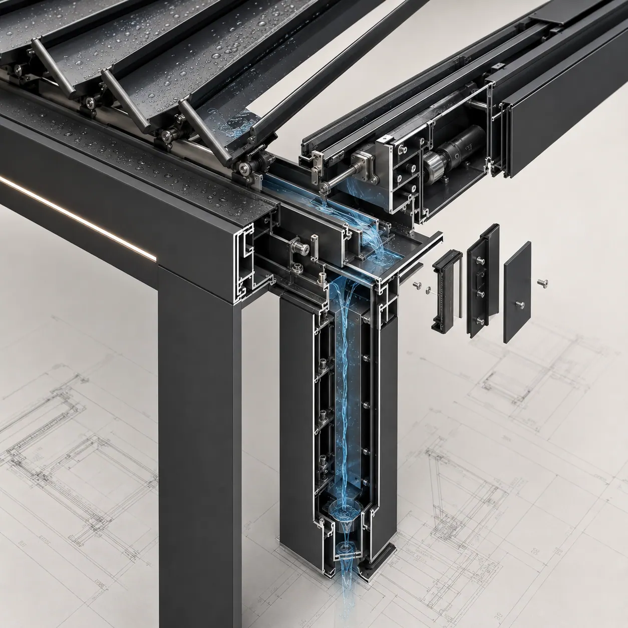 Louver drive & concealed drainage, exploded