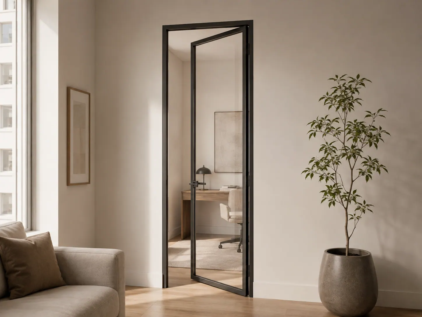 Single glazed hinged interior door