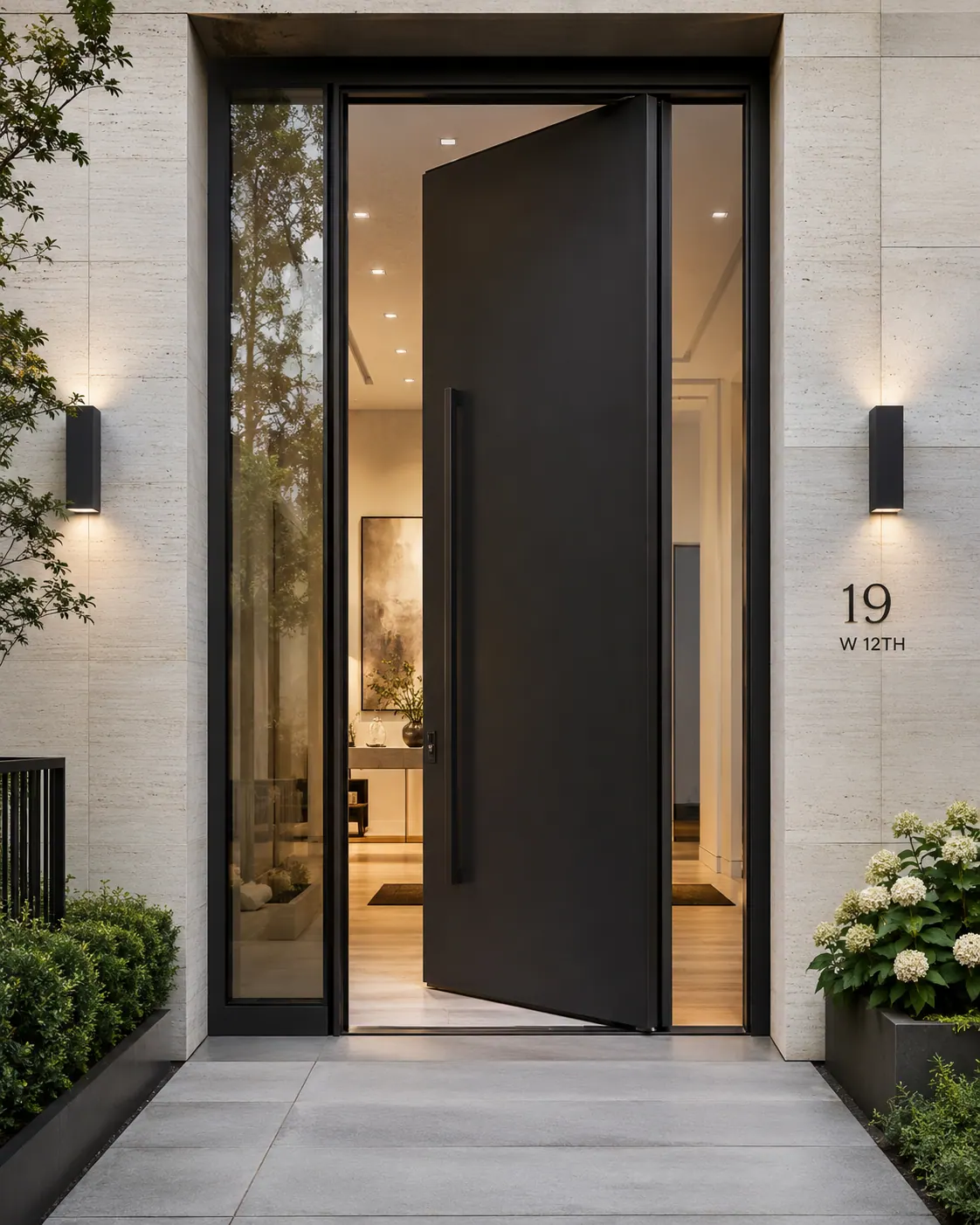 MB-86N Pivot entrance mid-swing, exterior