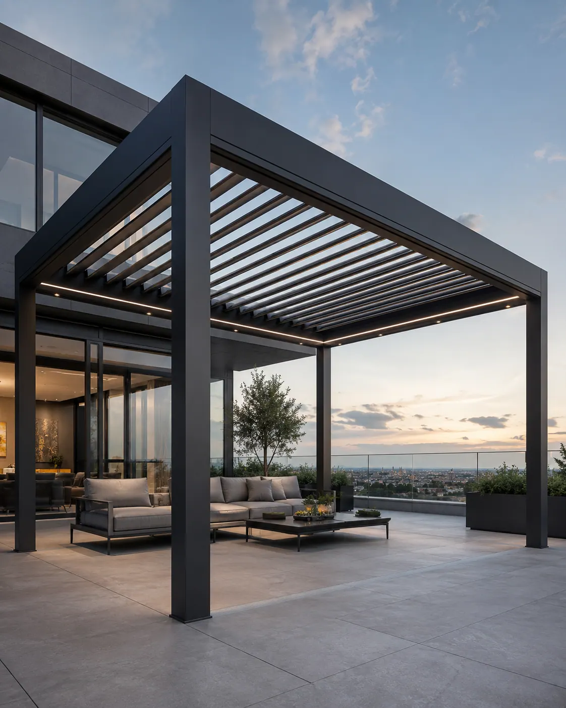 MB-OpenSky 140 pergola, louvers partly open