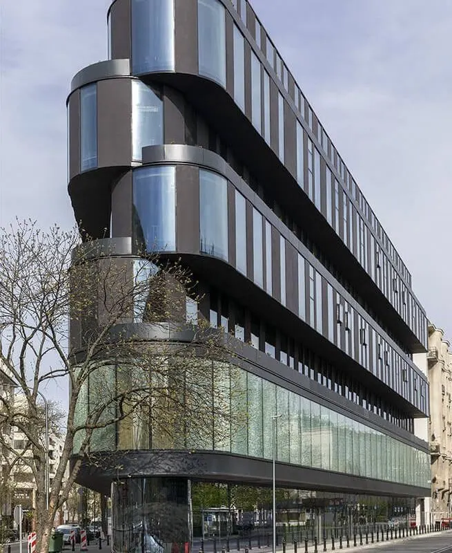 Modern Architectural Designed Building with wide tinted windows