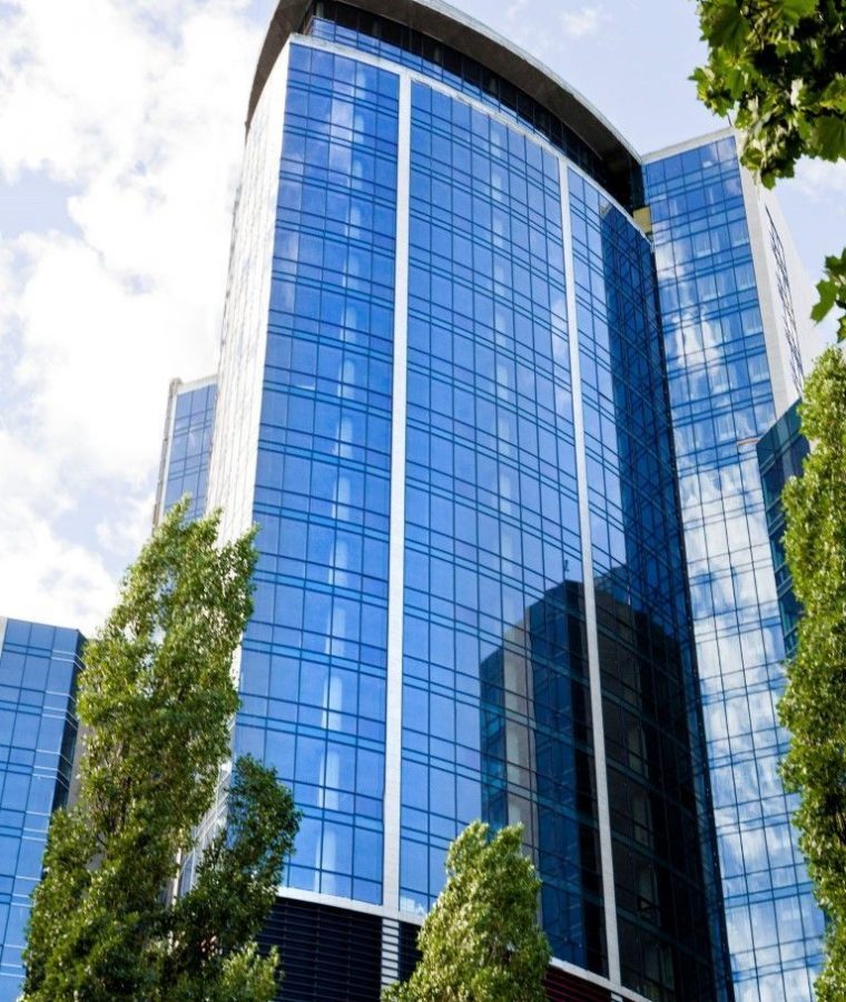 Hilton Hotel - a modern skyscraper hotel made of glass